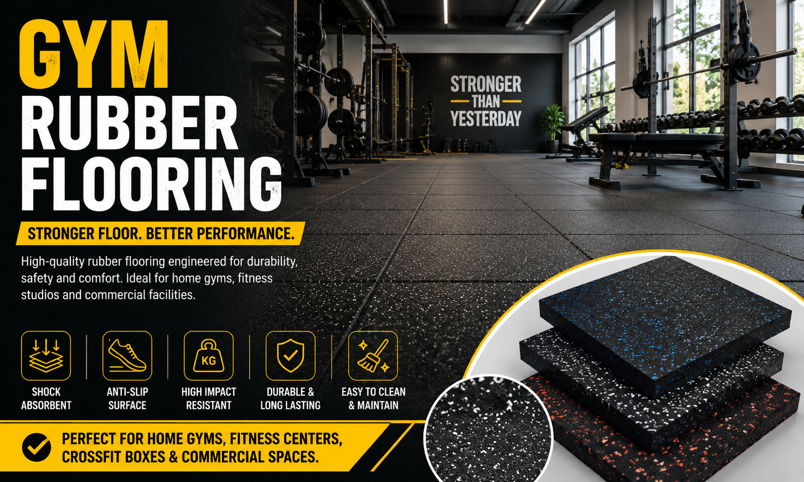 Best Gym Rubber Flooring Options (2026 Guide) for Home & Commercial Gyms