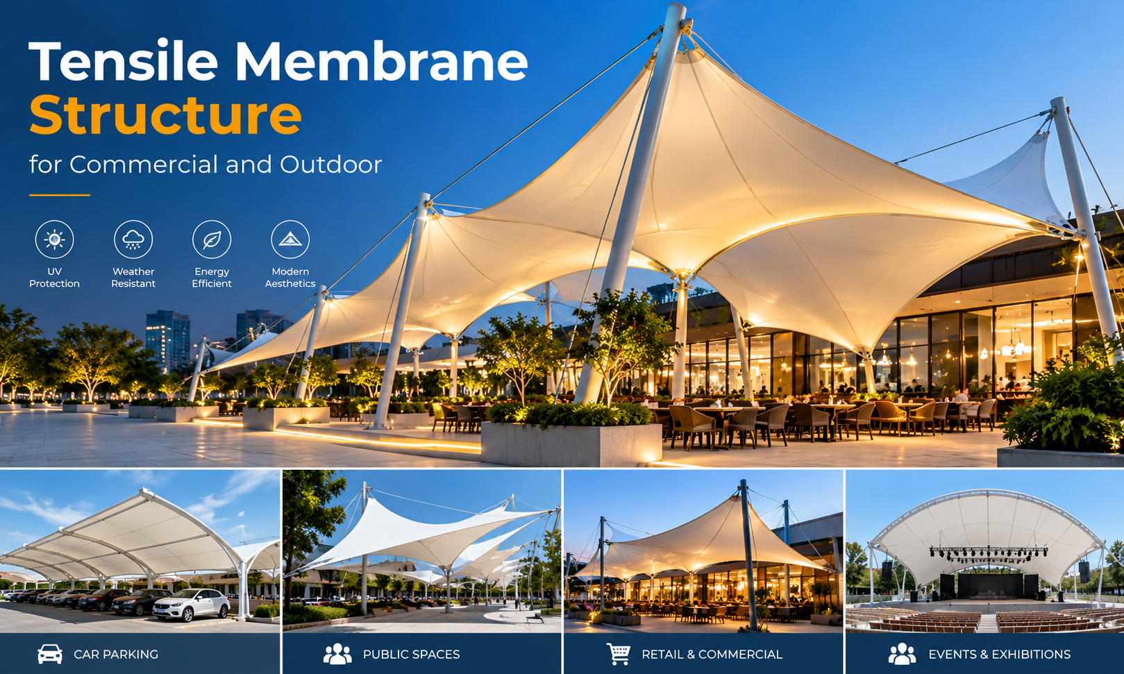 Tensile Membrane Structure for Commercial and Outdoor Applications